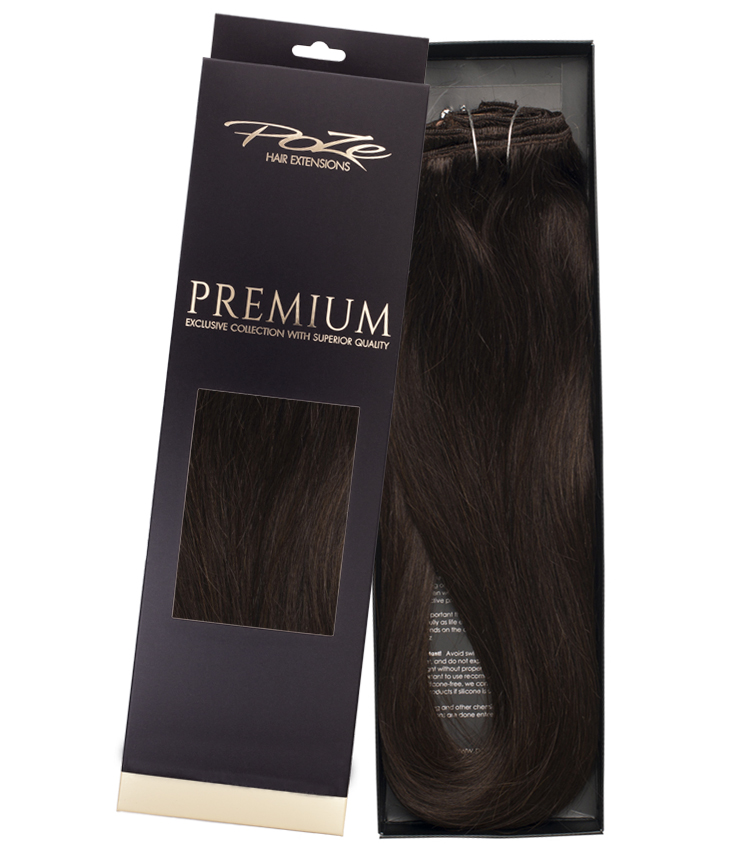 Poze Premium Clip & Go Hair Extensions - 125g Dark Espresso Brown 2B - 50cm