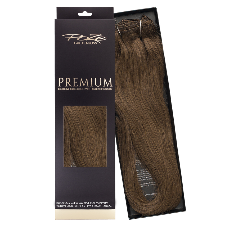 Poze Premium Clip & Go Hair Extensions - 125g Lovely Brown 6B - 50cm