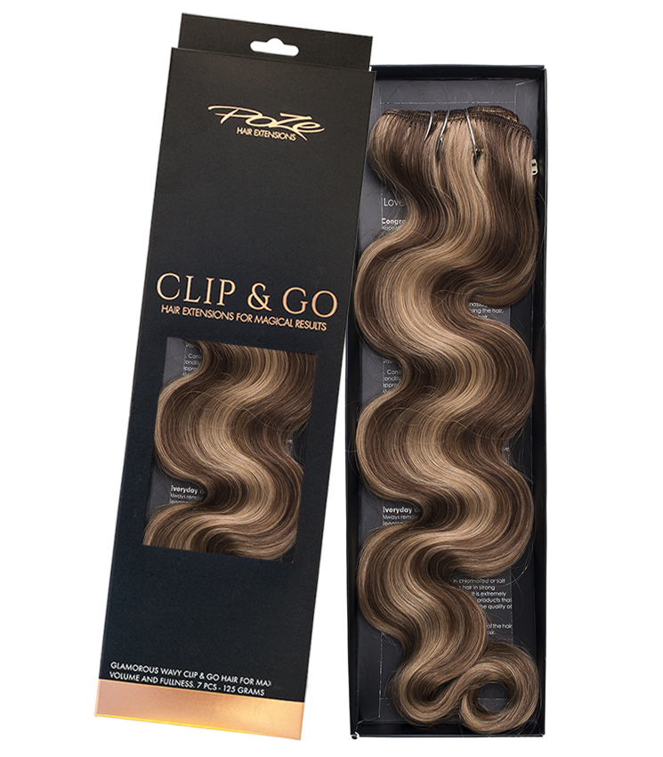 Poze Standard Wavy Clip & Go Hair Extensions - 125g Sandy Brown Mix 10B/7BN - 55cm