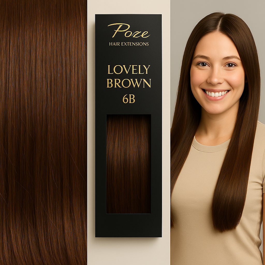 Poze Standard Clip & Go Hair Extensions - 125g Lovely Brown 6B - 50cm