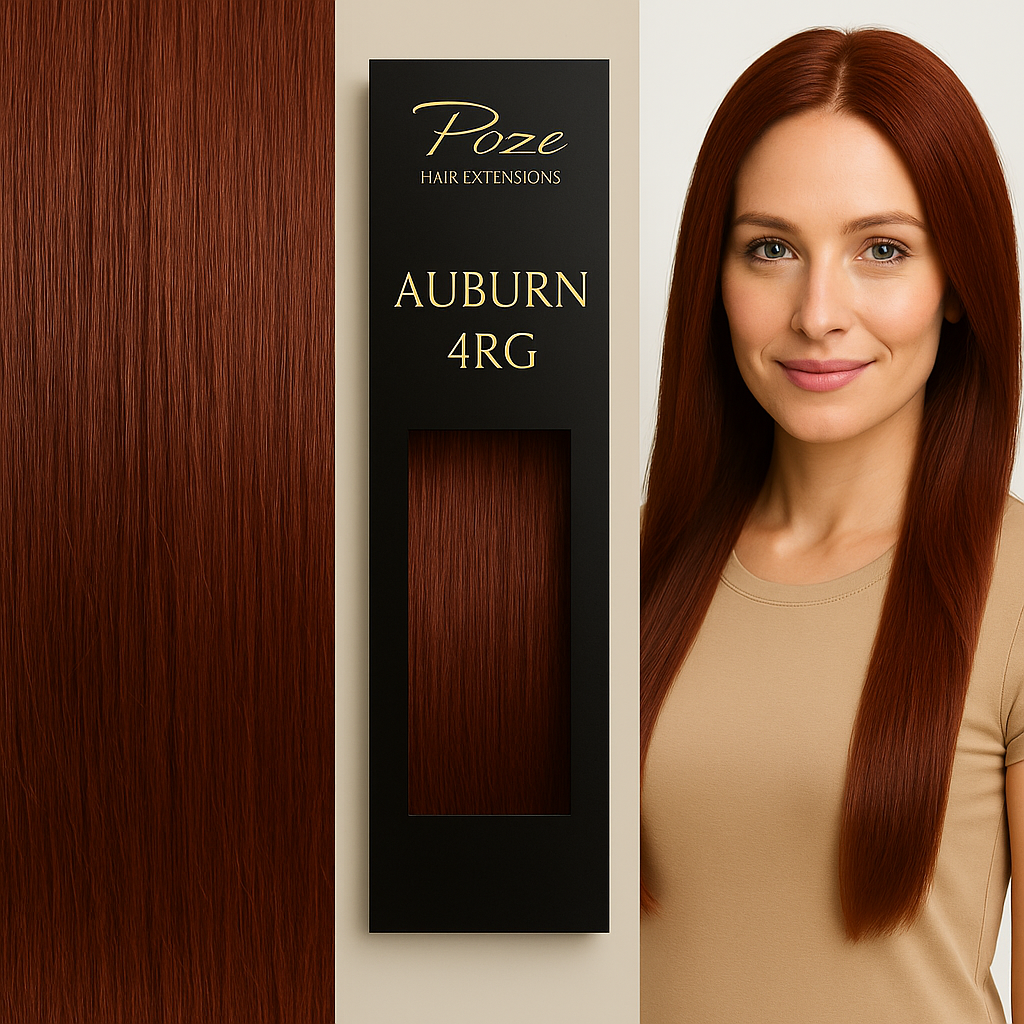Poze Standard Äkta Löshår Clip & Go - 100g Auburn 4RG - 40cm