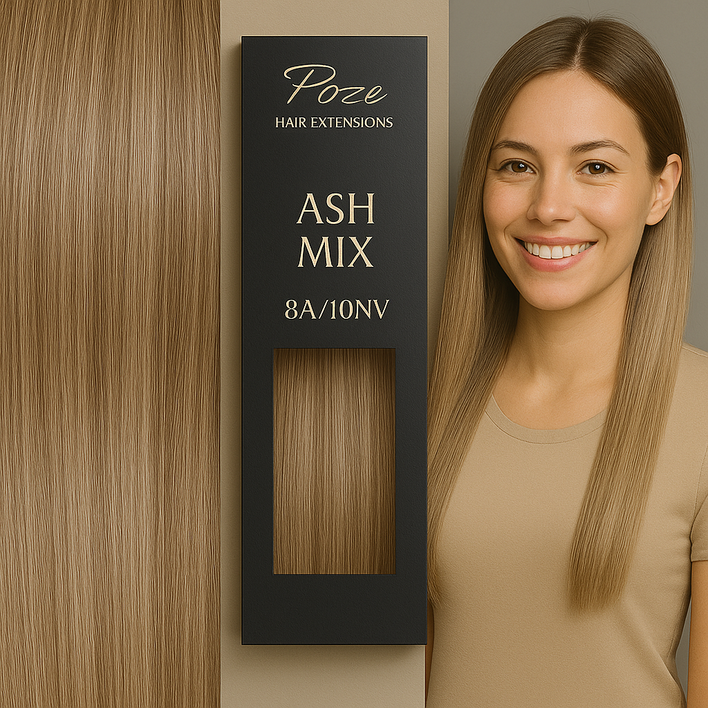 Poze Premium Clip & Go Hair Extensions - 125g Ash Mix 8A/10NV - 50cm