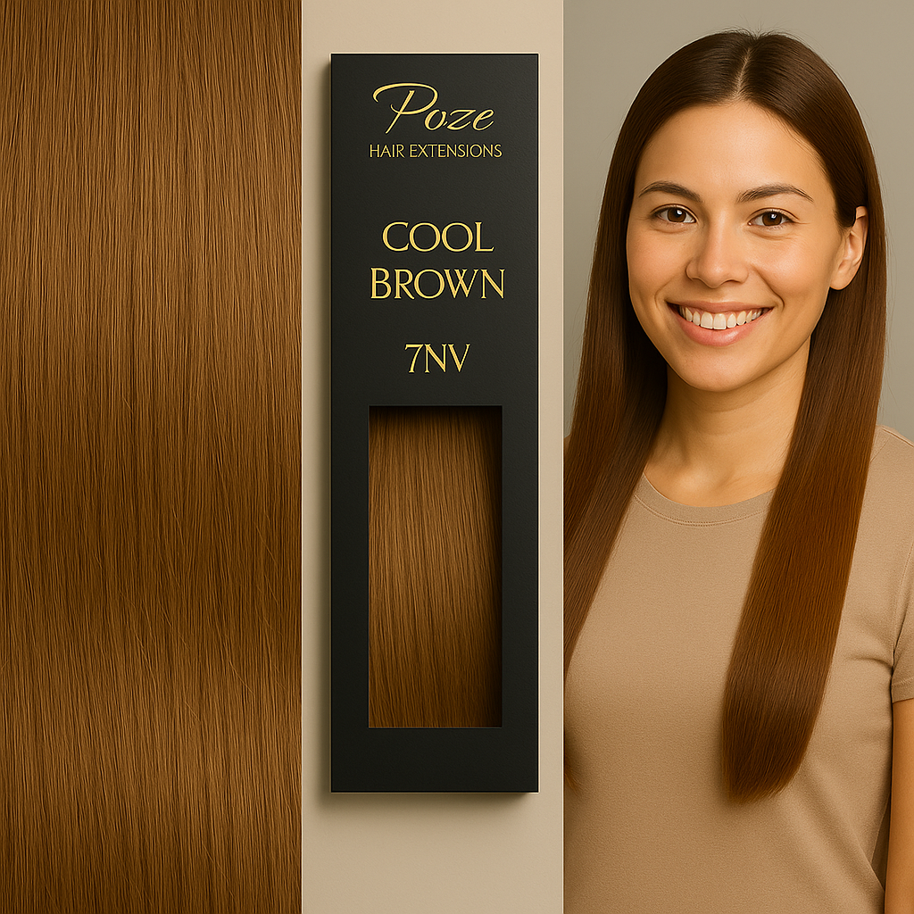 Poze Standard Clip & Go Hair Extensions - 125g Cool Brown 7NV - 50cm