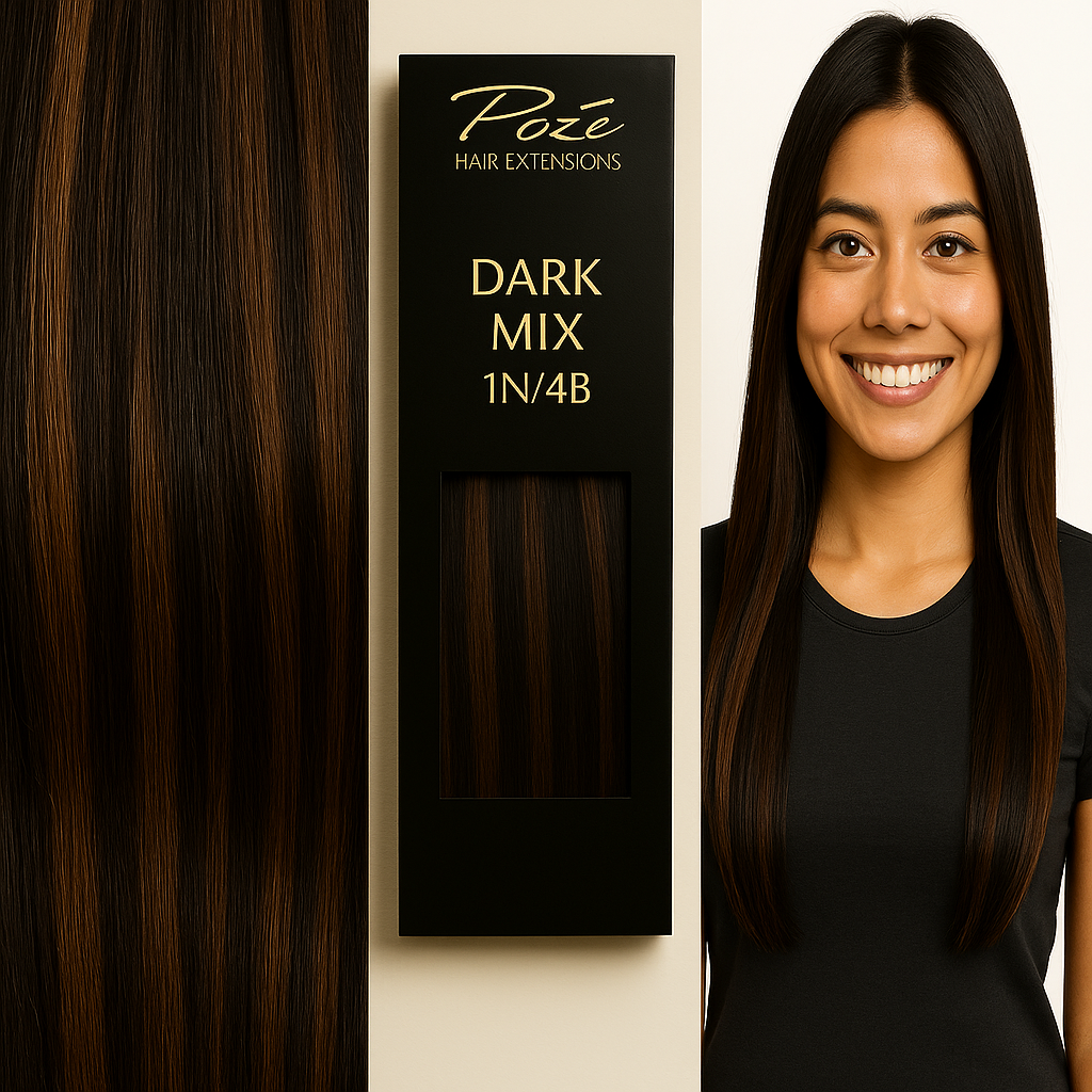Poze Standard Tape On Extensions - 50g 1N/4B Dark Mix - 40cm