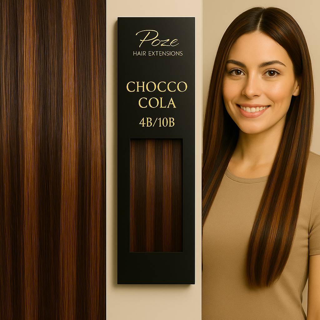 Poze Premium Hair Weft - 50g Chocco Cola 4B/10B - 50cm