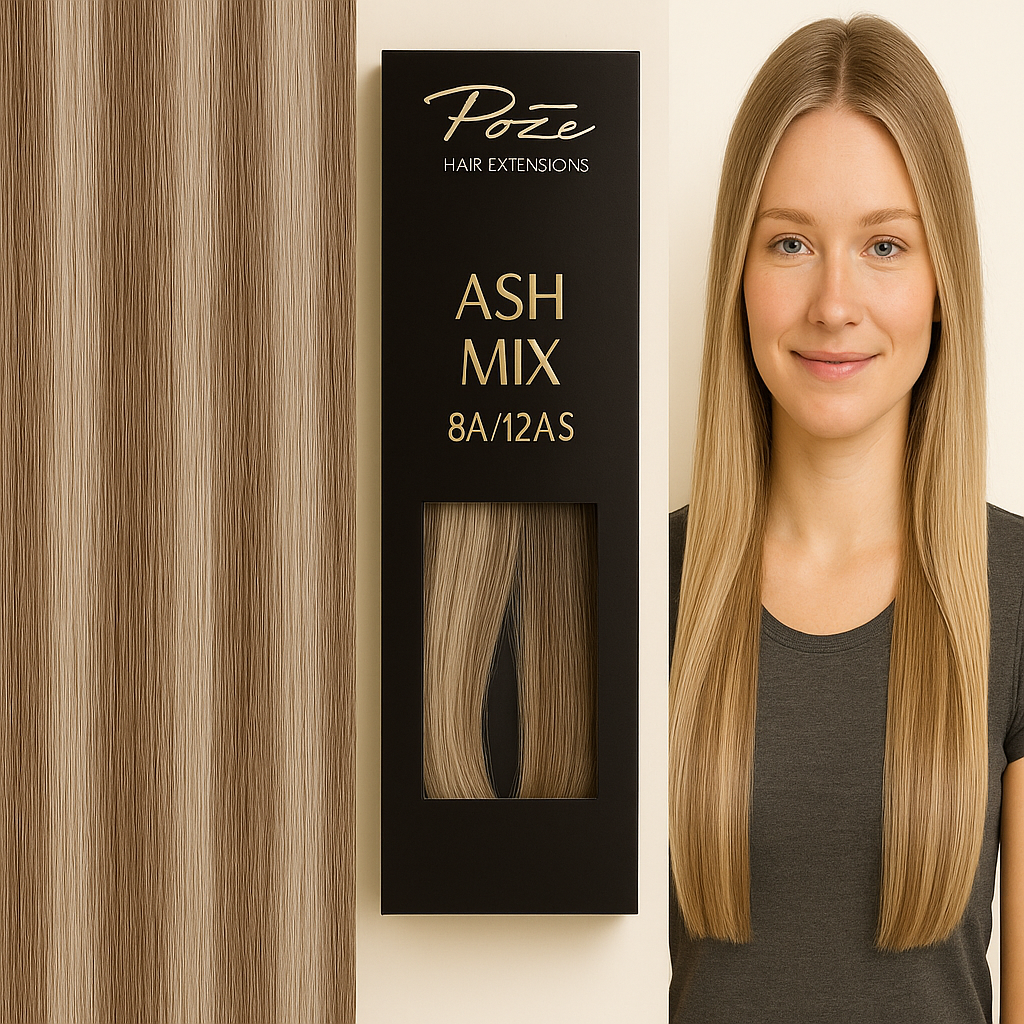 Poze Standard Clip & Go Hair Extensions - 110g Ash Mix 8A/12AS - 50cm